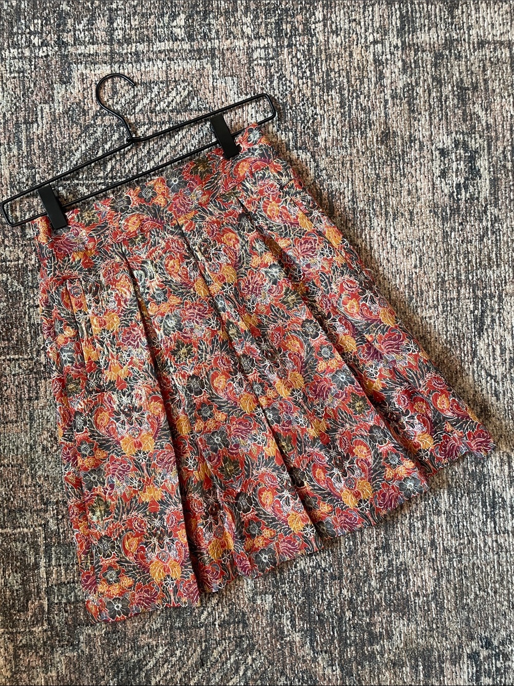 Anthropologie Maeve Metallic Brocade Midi Skirt XXS